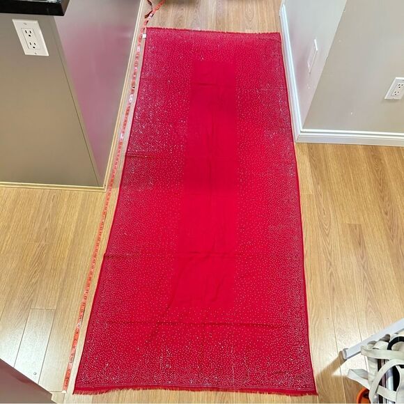 VINTAGE GALLERIA RED STUDDED CASHMERE SCARF MADE IN ITALY - Picture 7 of 10